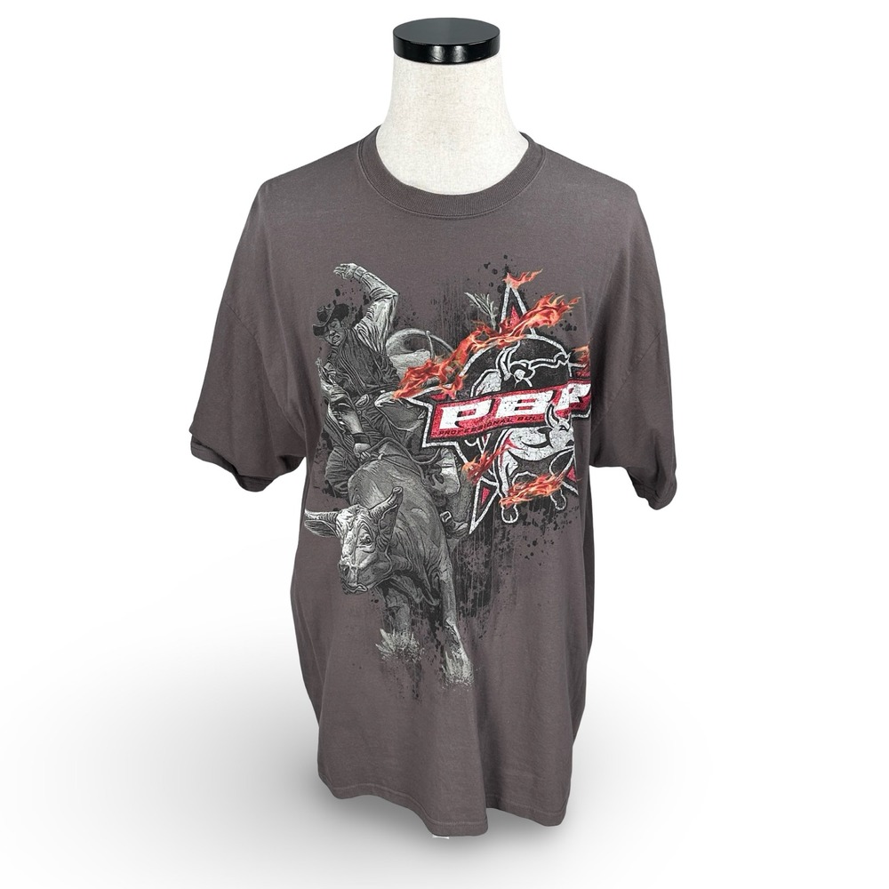 PBR Professional Bull Riders Graphic T-Shirt Mens 2XL Charcoal Gray Rodeo Tee